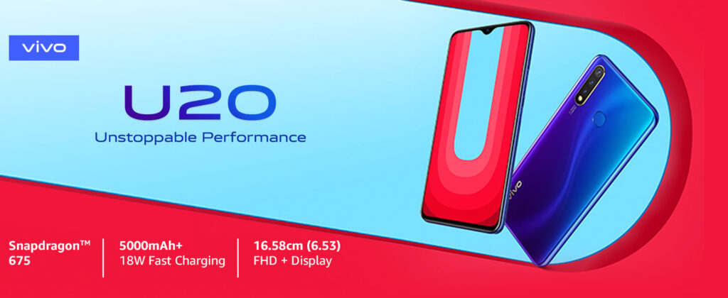 Vivo U20 (Blazing Blue, Snapdragon 675 AIE, 6GB RAM, 64GB memory best gaming phones under 15000 in India