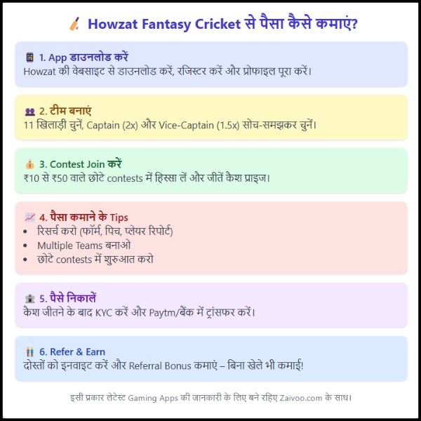 Howzat Fantasy Cricket App से पैसा कैसे कमाए