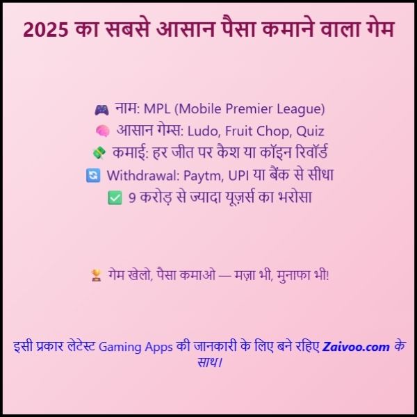 2025 का सबसे आसान पैसा कमाने वाला गेम कौन सा है?