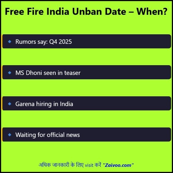 Free Fire India Unban Date कब आएगी
