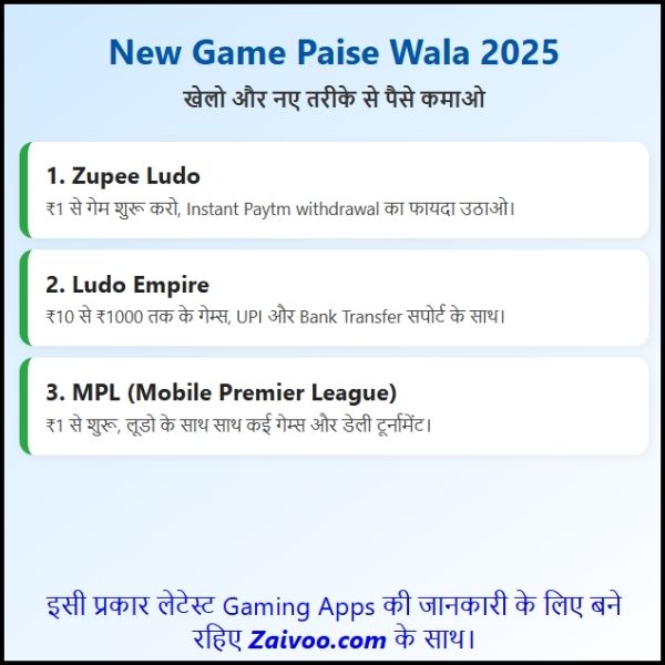 New Game Paise Wala 2025 || इन Games में आप नए तरीके से पैसे कमा सकते हैं?