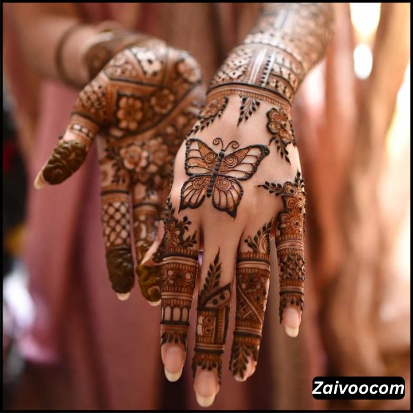 stylish butterfly mehndi design
