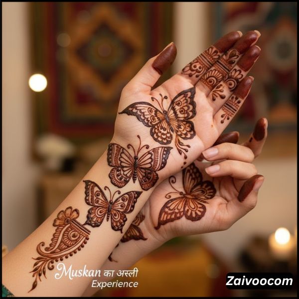 stylish butterfly mehndi design