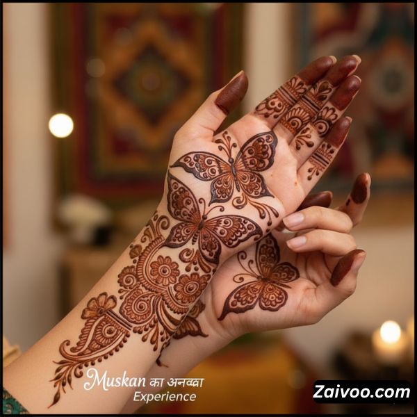 stylish butterfly mehndi design