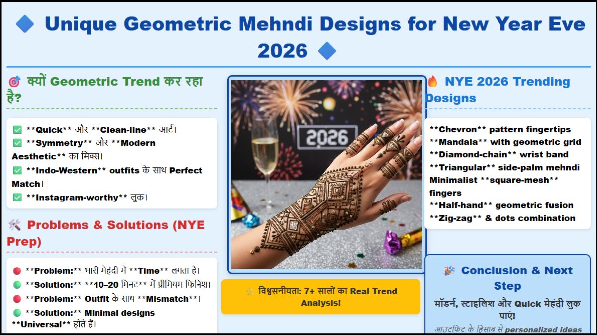 Unique Geometric Mehndi Designs for New Year Eve 2026