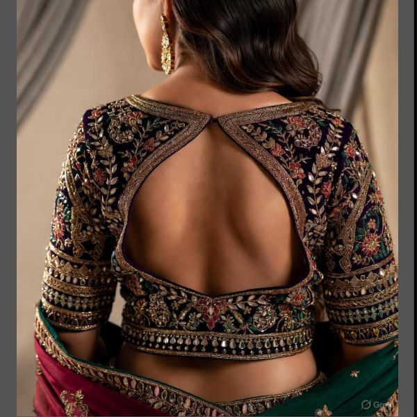 Back Neck Blouse Designs with Dori & Latkan