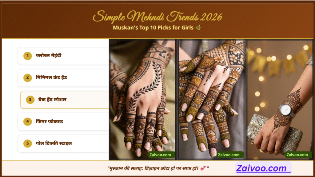 Top 10 सिम्पल मेहंदी डिजाइन 2026